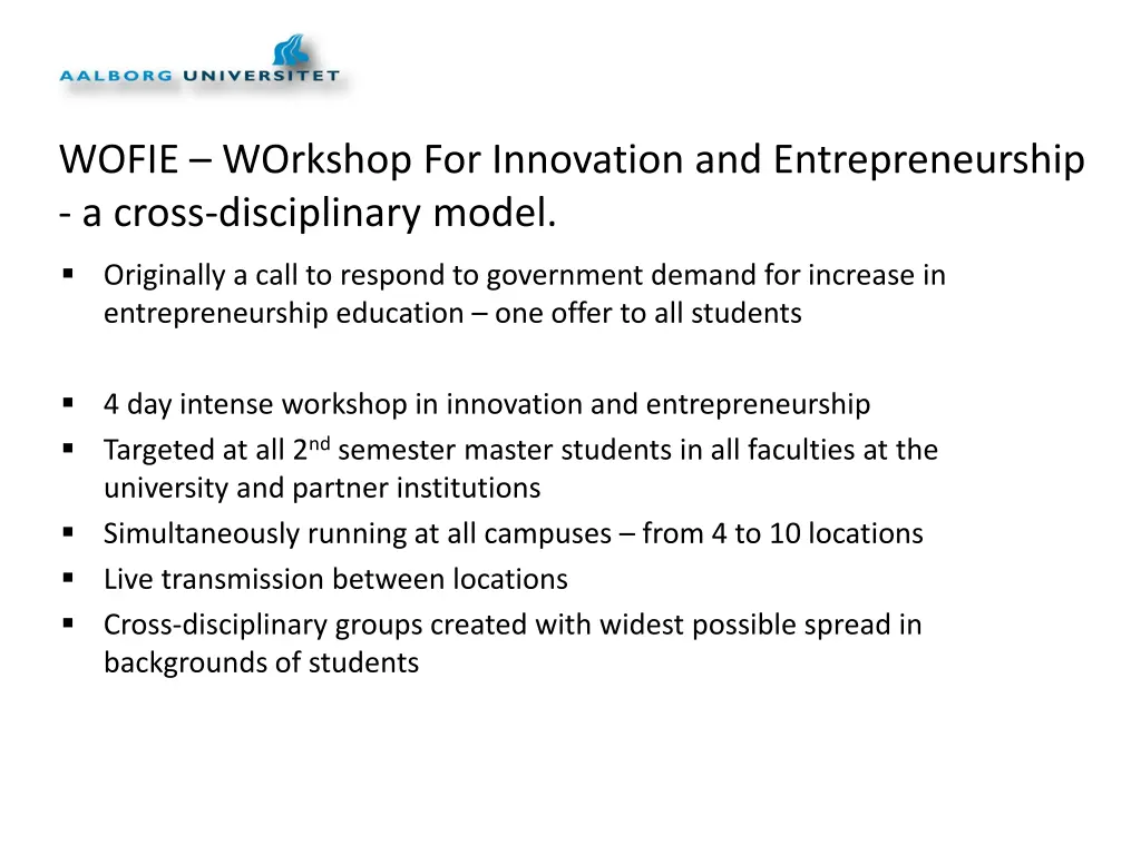 wofie workshop for innovation