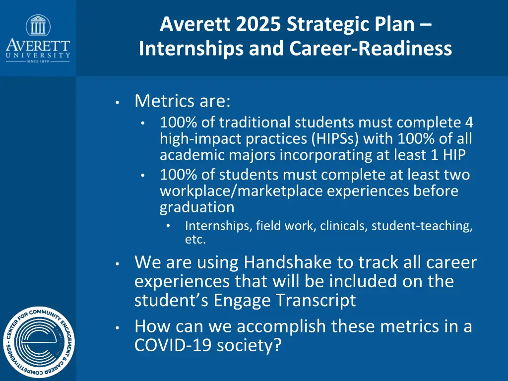 averett 2025 strategic plan internships
