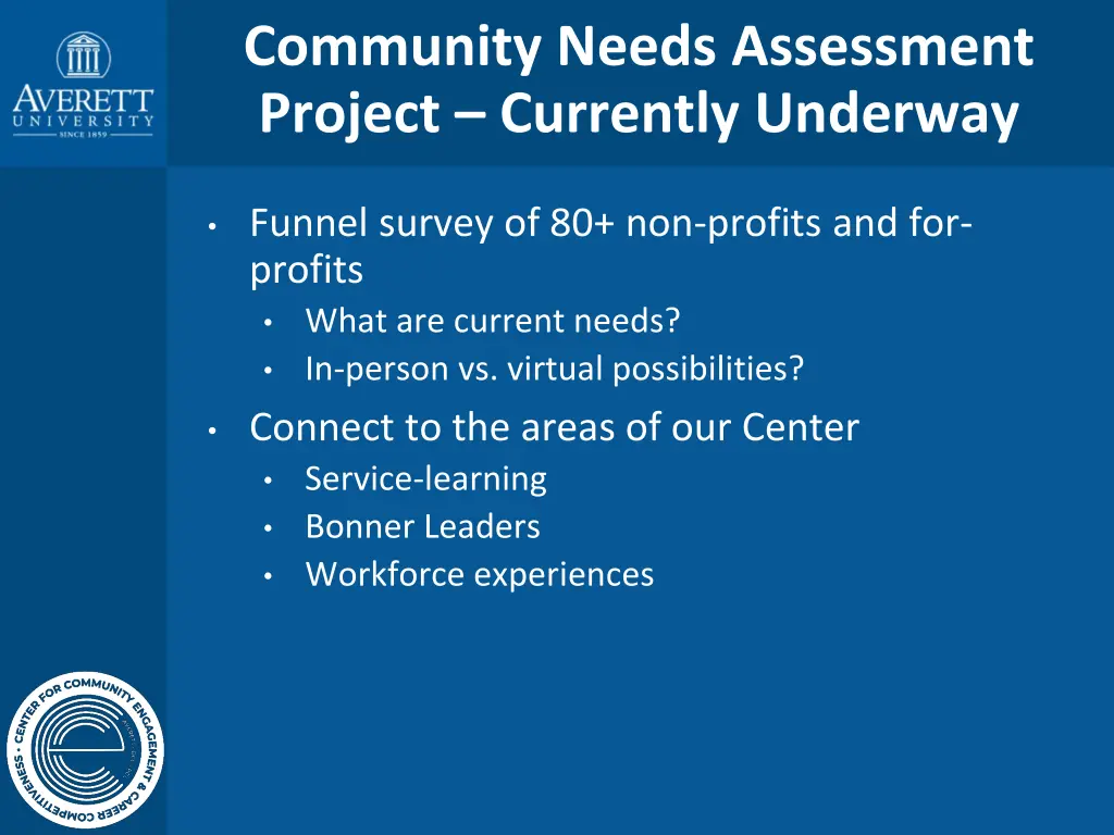 community needs assessment project currently
