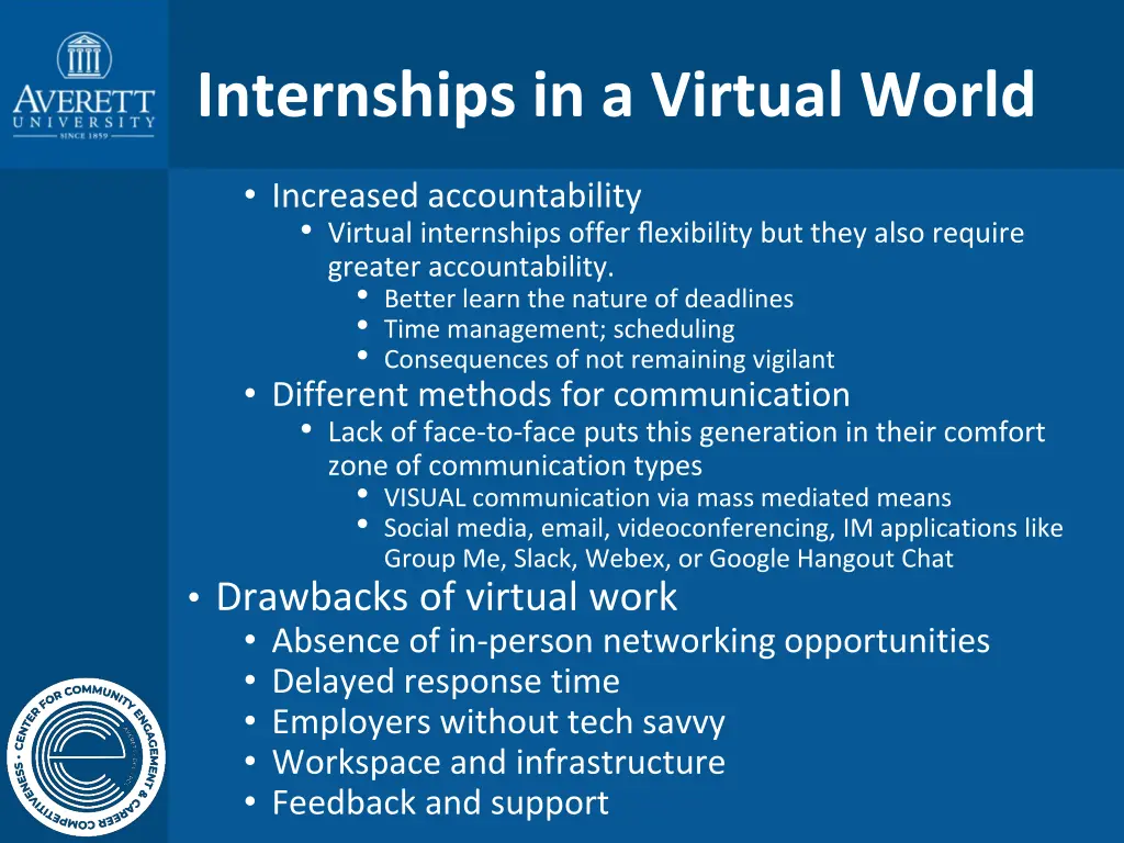 internships in a virtual world 1