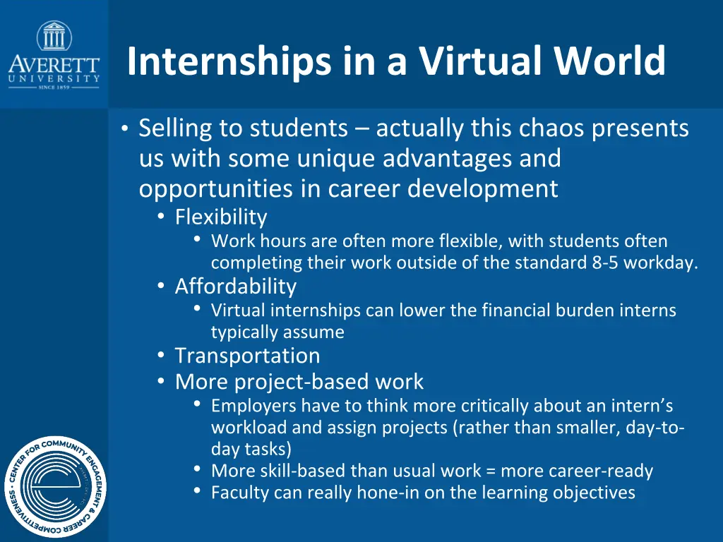 internships in a virtual world