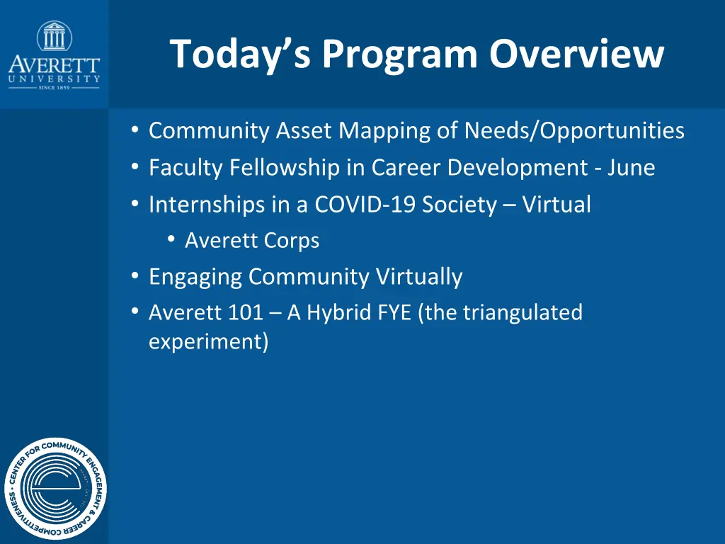 today s program overview