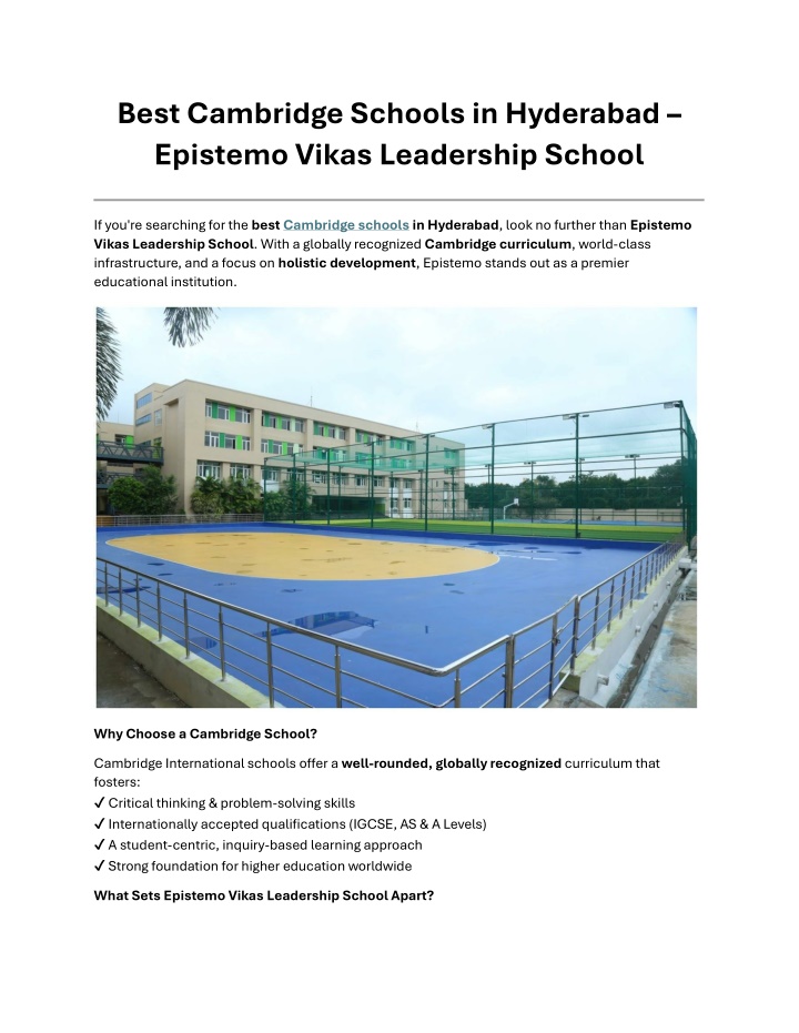 best cambridge schools in hyderabad epistemo