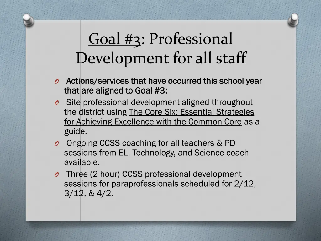 goal 3 professional development for all staff