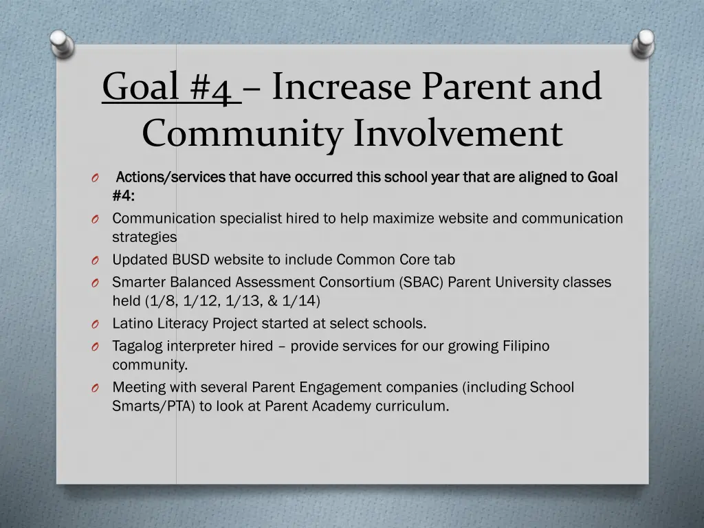 goal 4 increase parent and community involvement