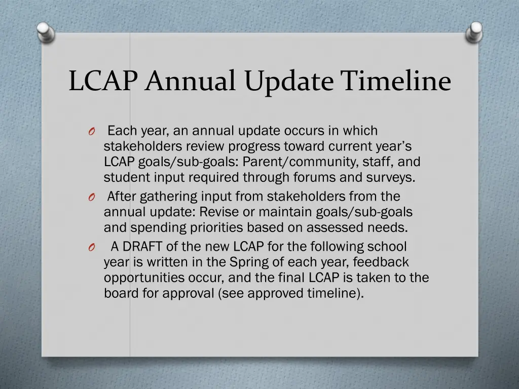 lcap annual update timeline