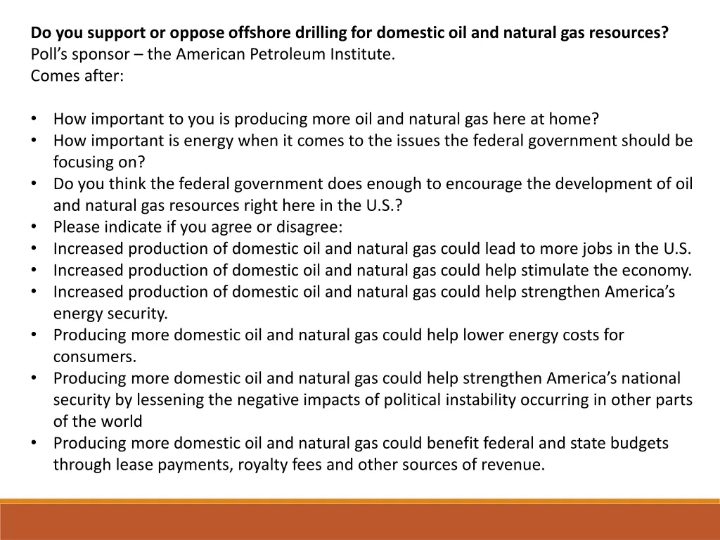 do you support or oppose offshore drilling