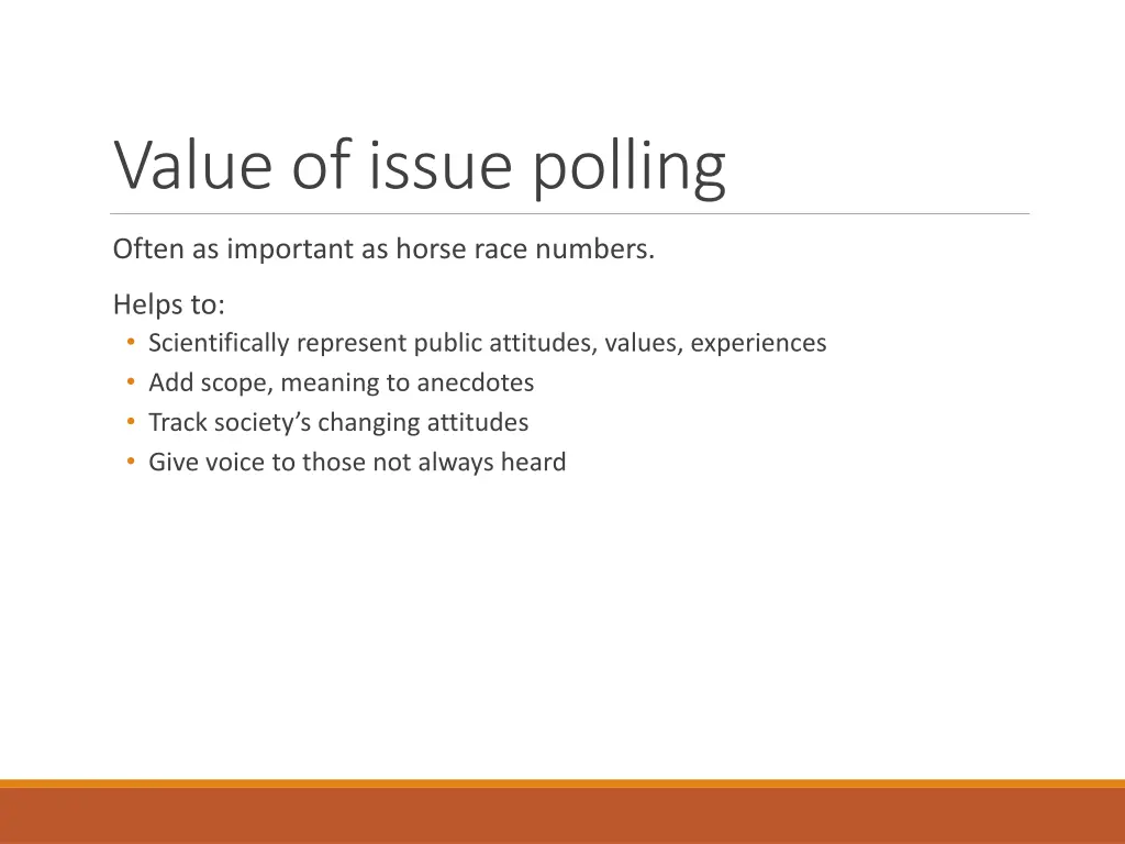value of issue polling
