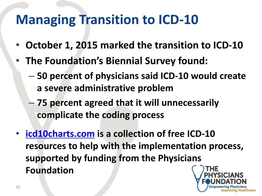 managing transition to icd 10