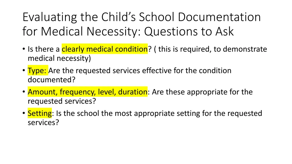 evaluating the child s school documentation
