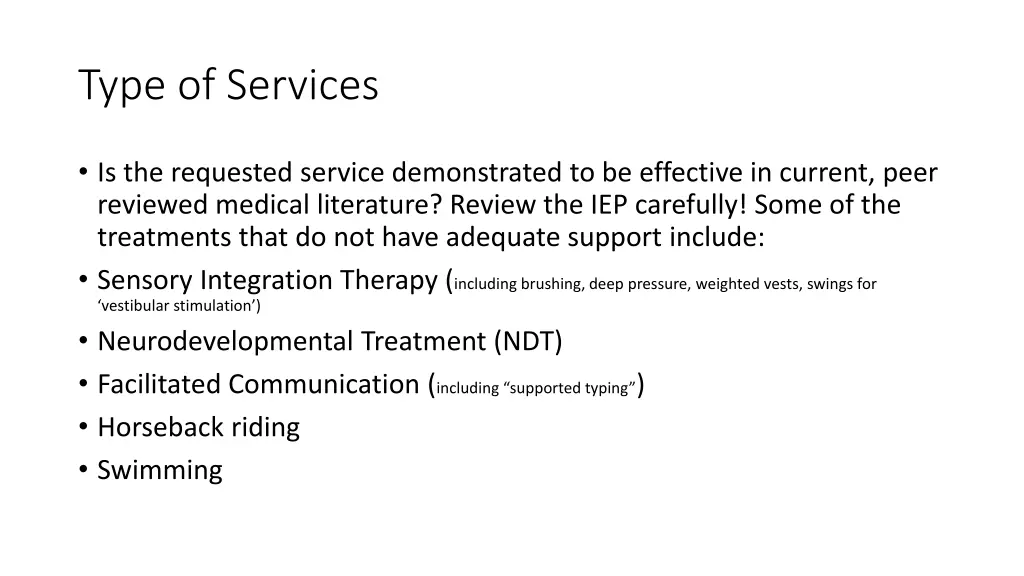 type of services