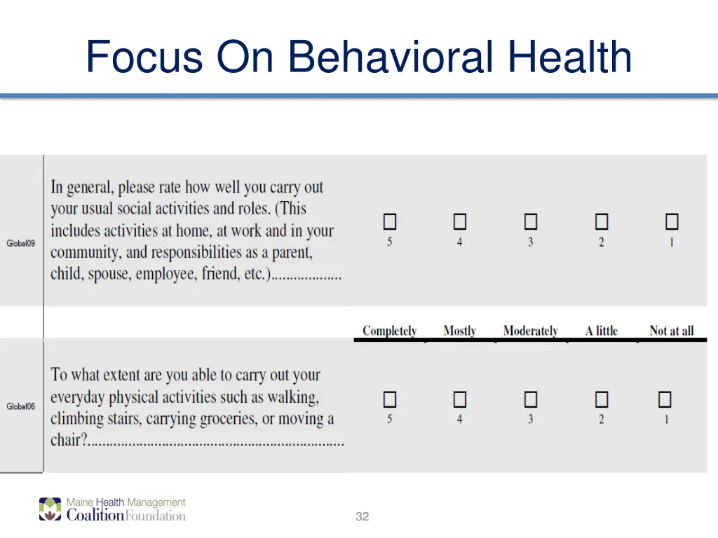 focus on behavioral health