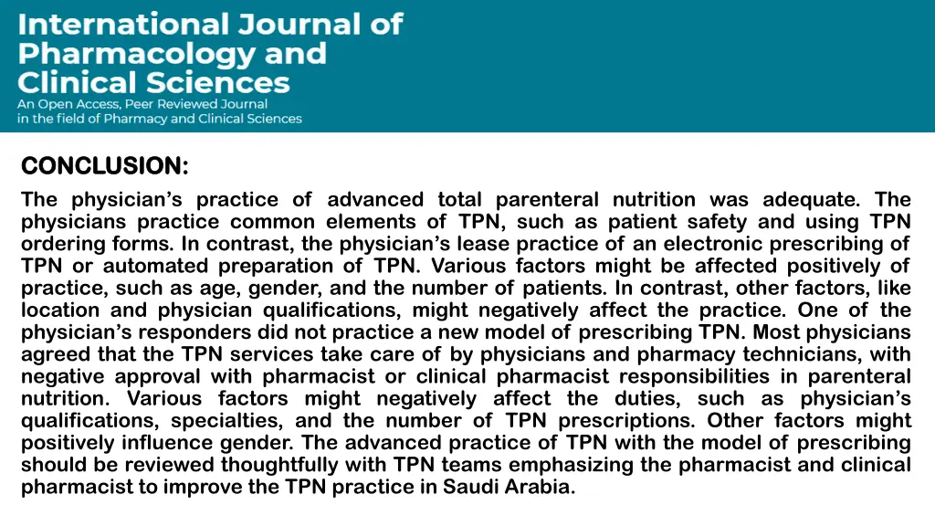 conclusion conclusion the physician s practice