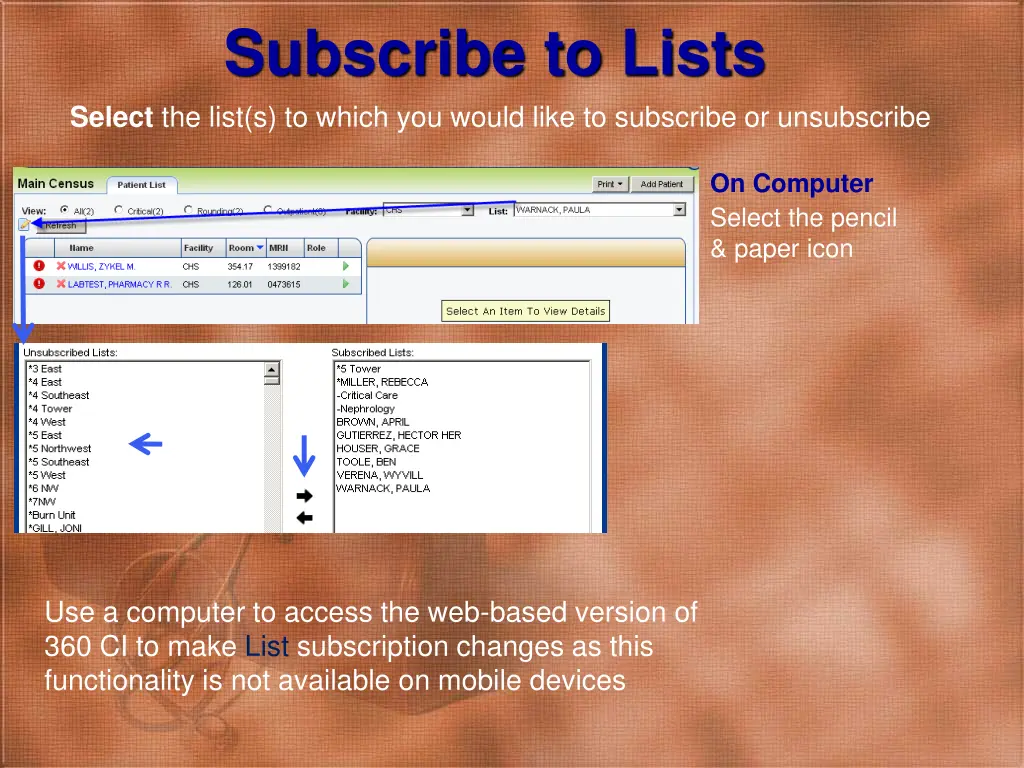 subscribe to lists select the list s to which