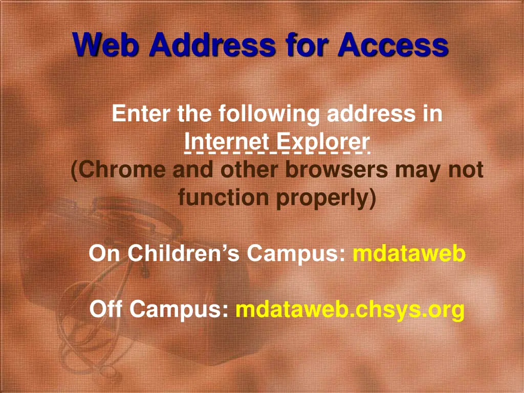 web address for access