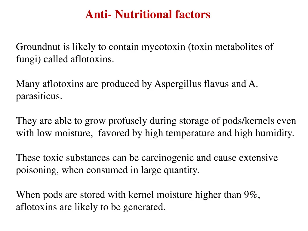 anti nutritional factors