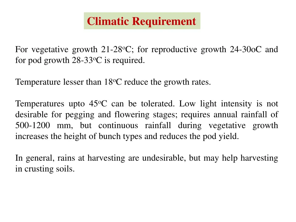 climatic requirement