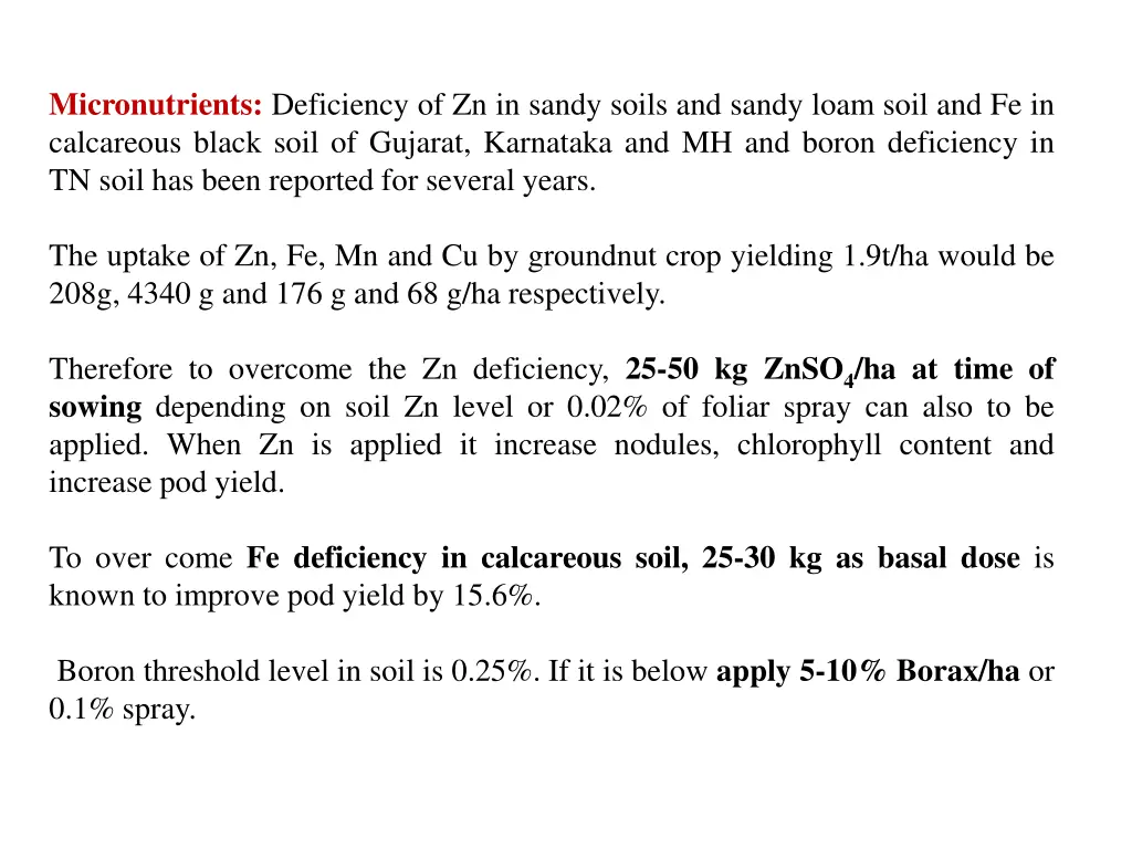 micronutrients deficiency of zn in sandy soils