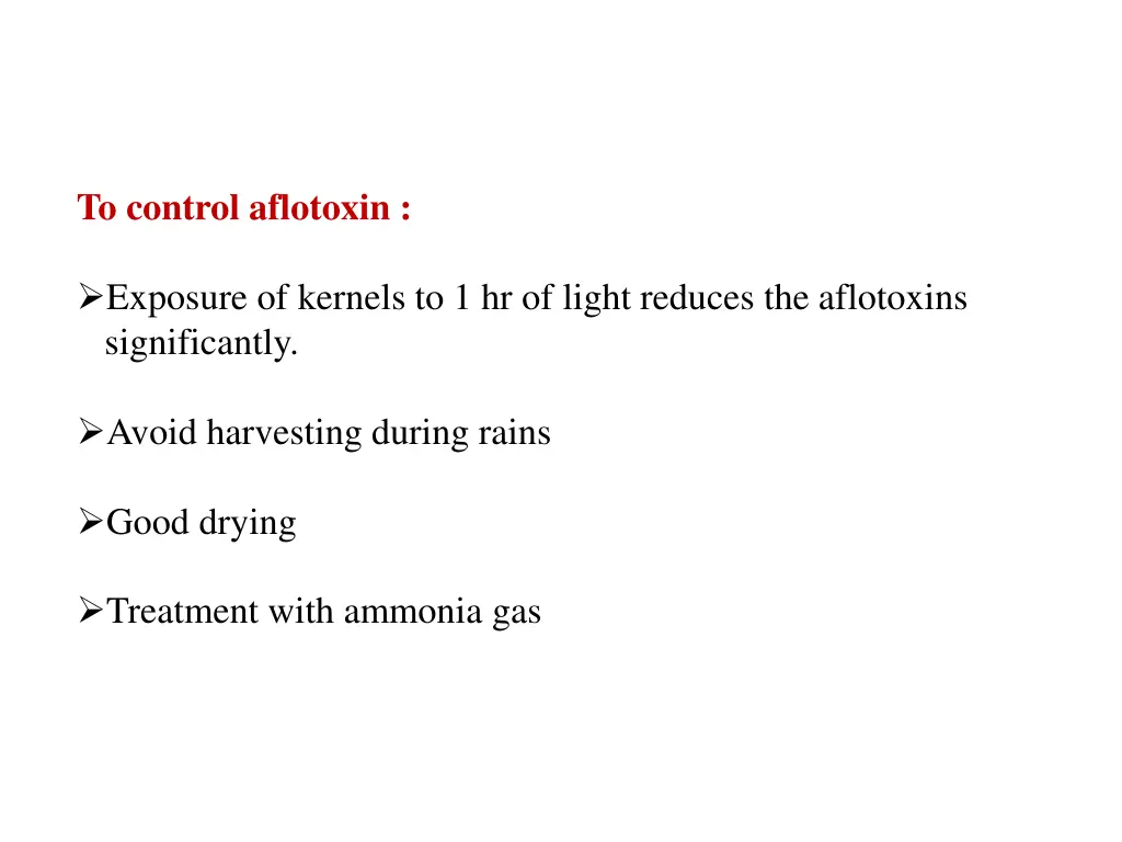 to control aflotoxin
