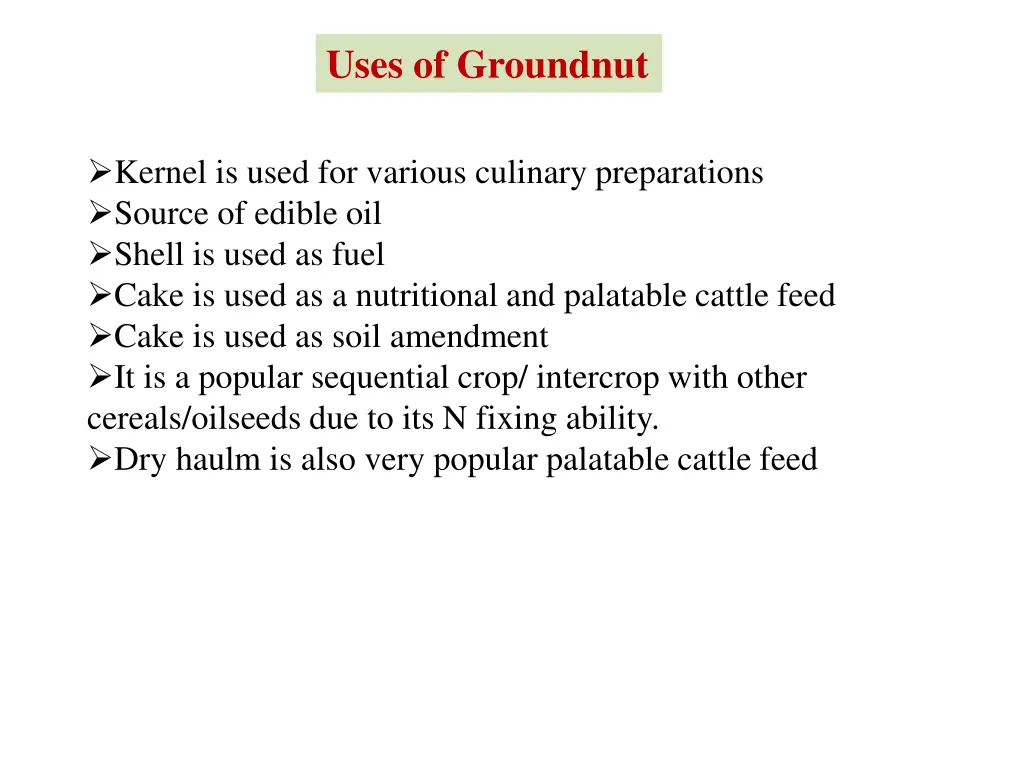 uses of groundnut