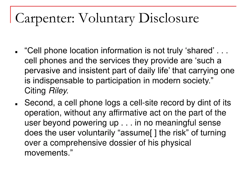 carpenter voluntary disclosure