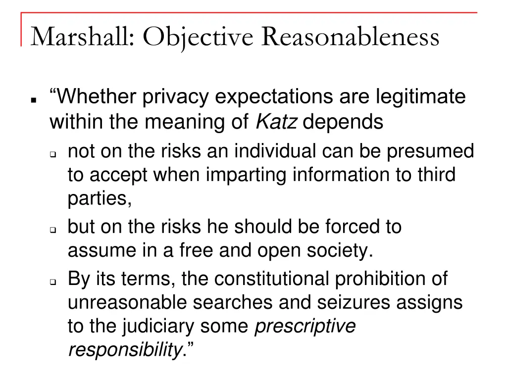 marshall objective reasonableness