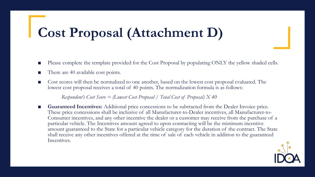 cost proposal attachment d