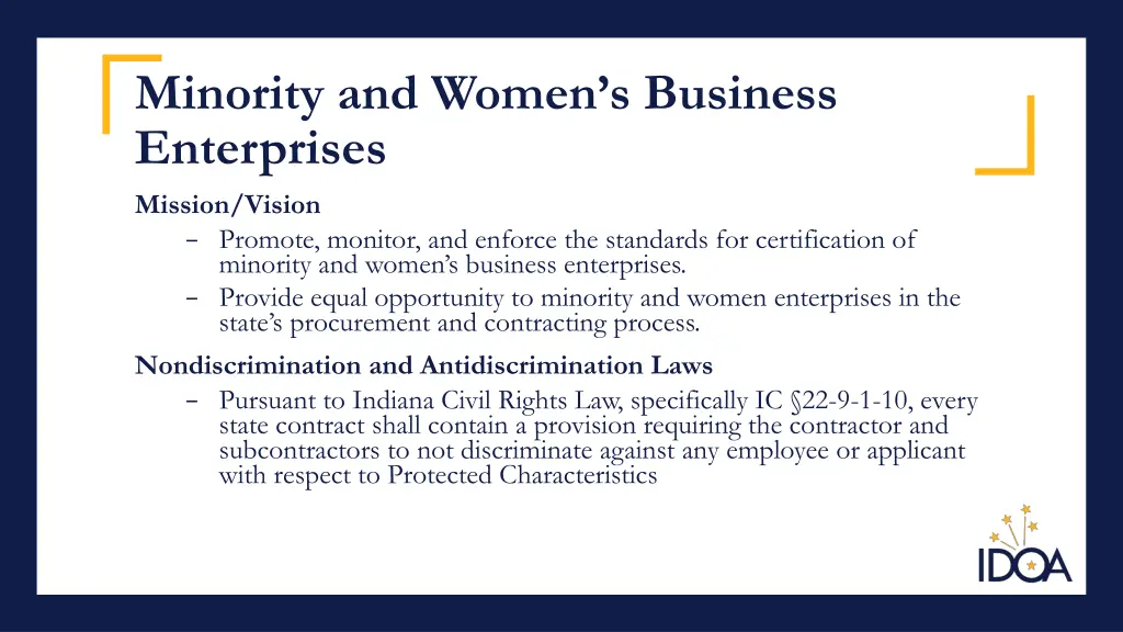 minority and women s business enterprises mission