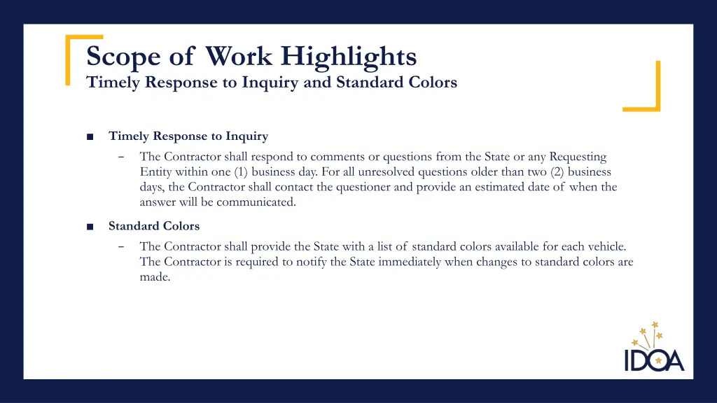 scope of work highlights timely response