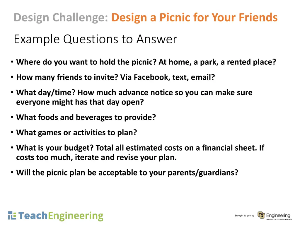 design challenge design a picnic for your friends