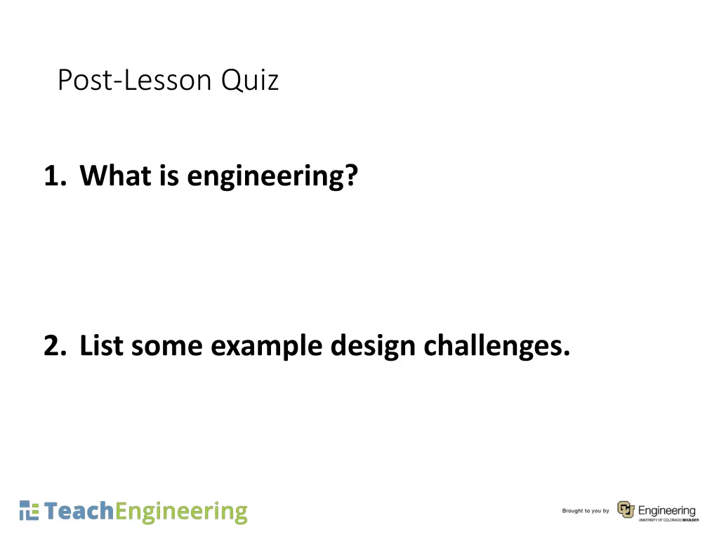 post lesson quiz