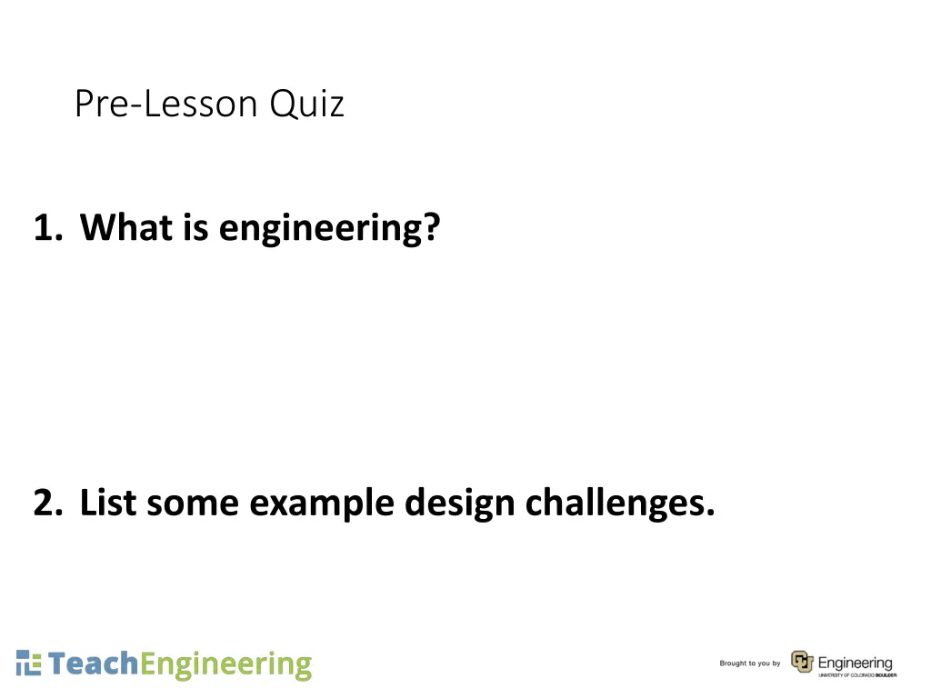 pre lesson quiz