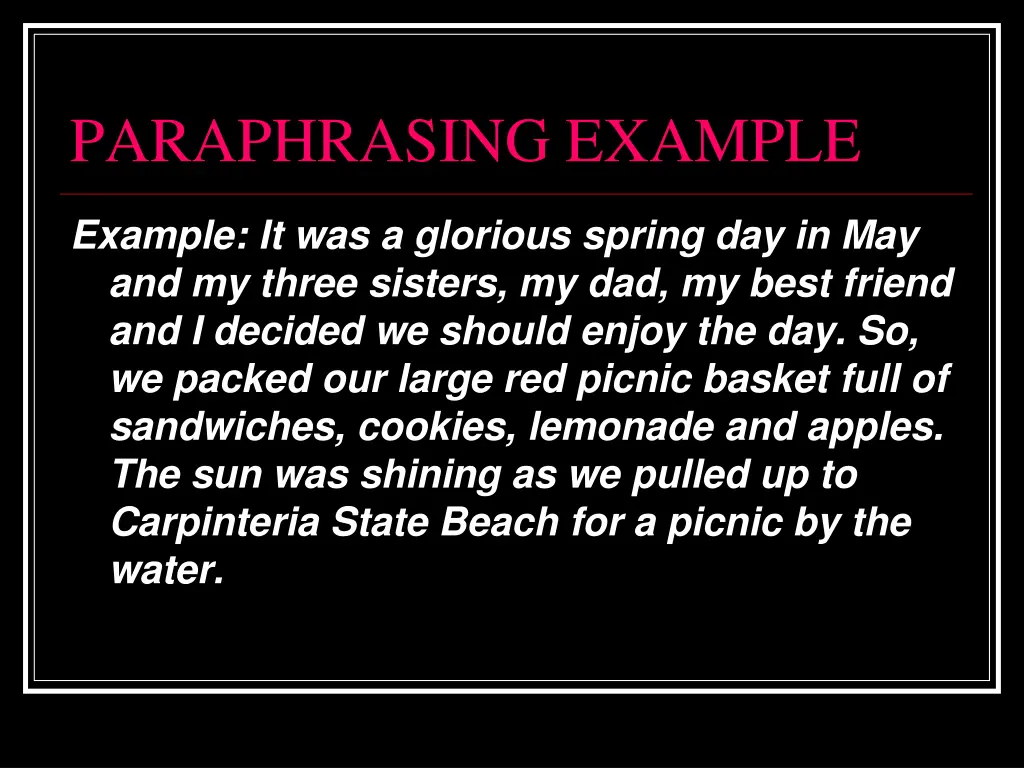 paraphrasing example