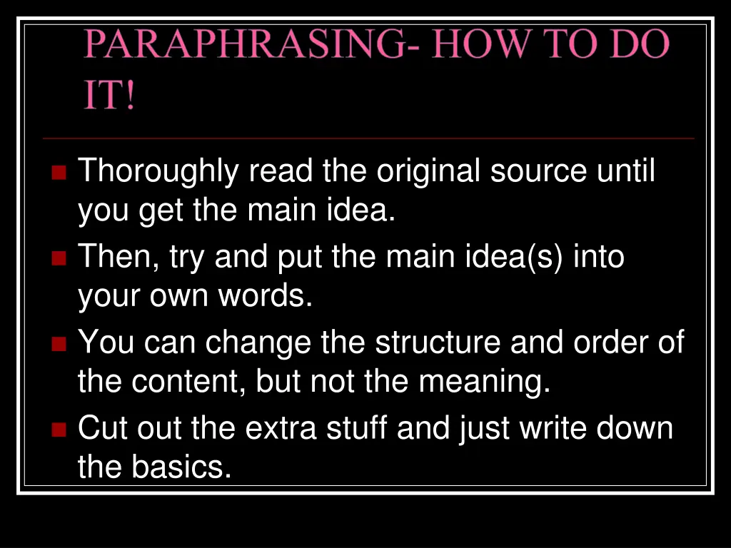 paraphrasing how to do it