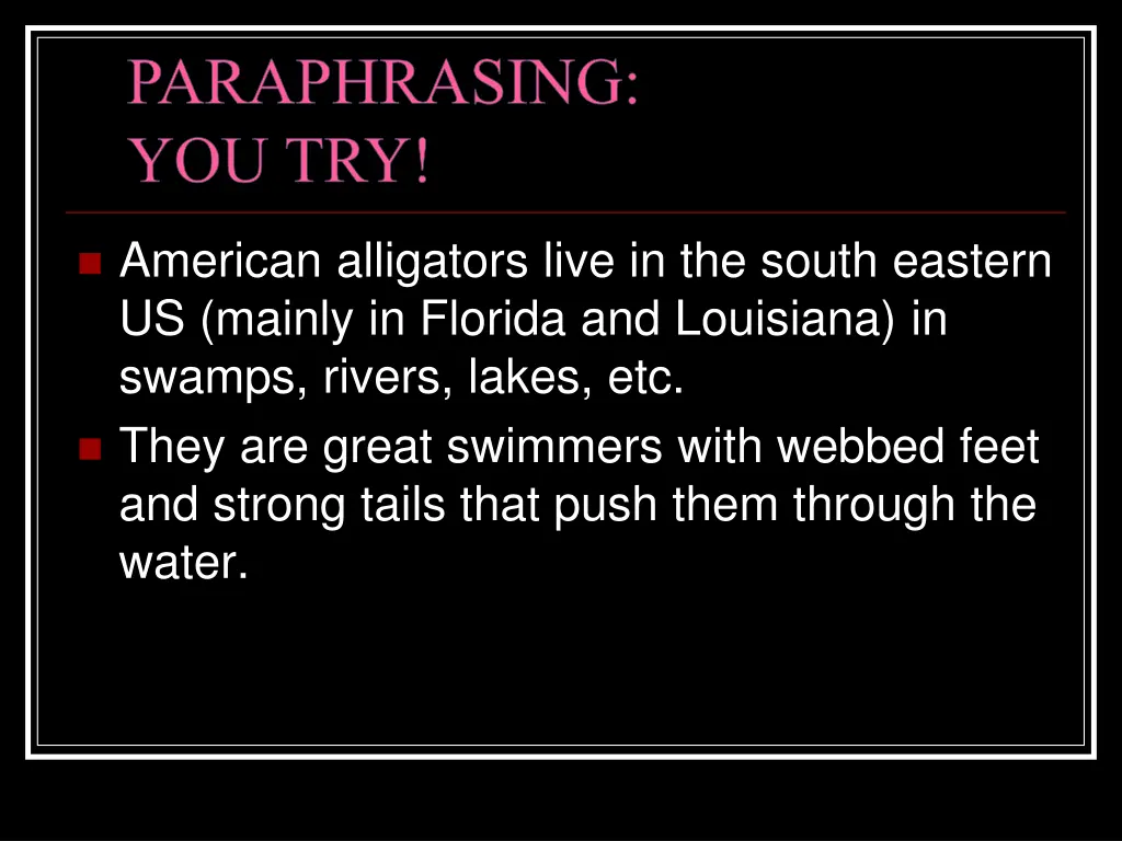 paraphrasing you try 1