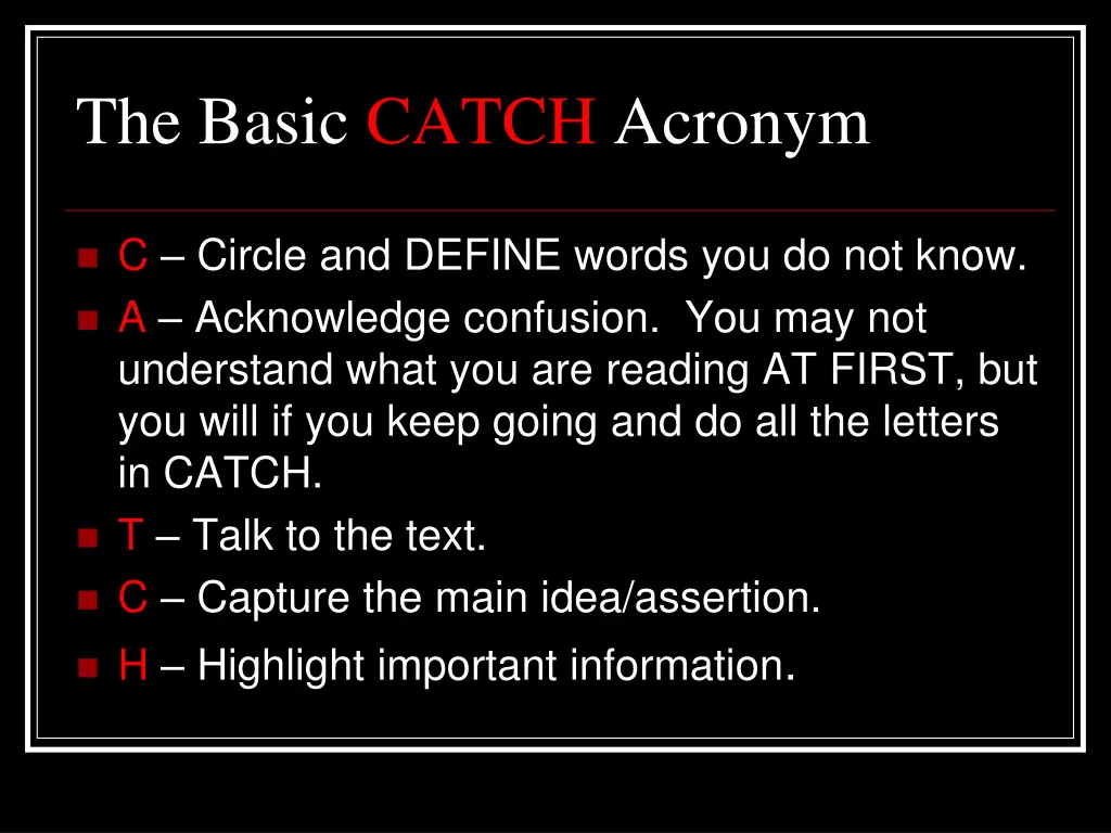 the basic catch acronym