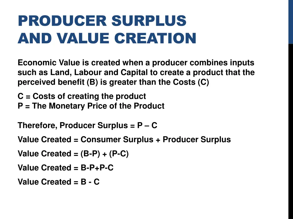 producer surplus and value creation