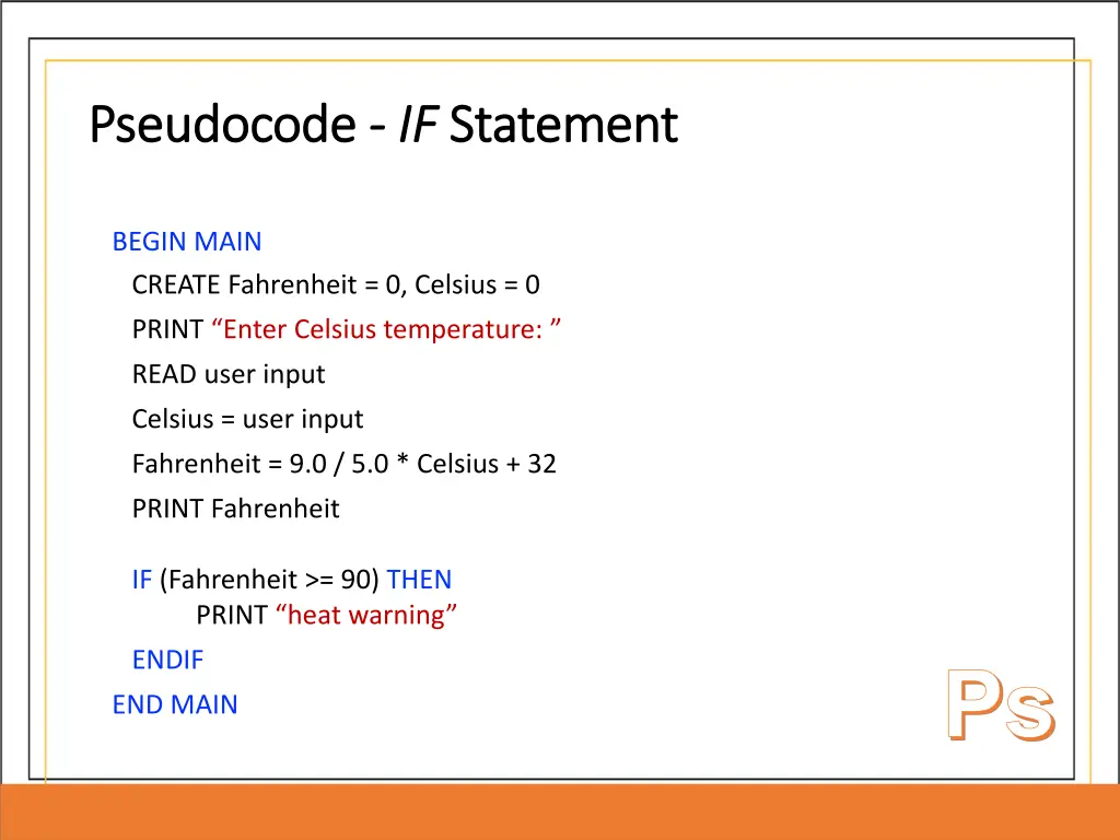 pseudocode pseudocode if