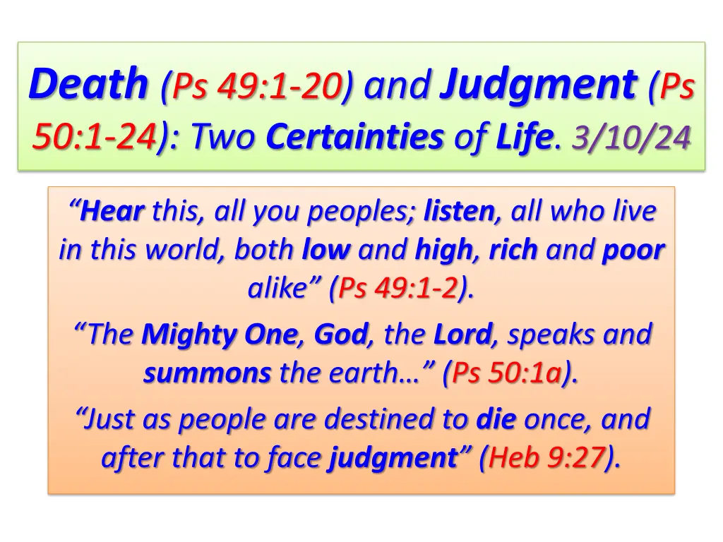 death ps 49 1 20 and judgment