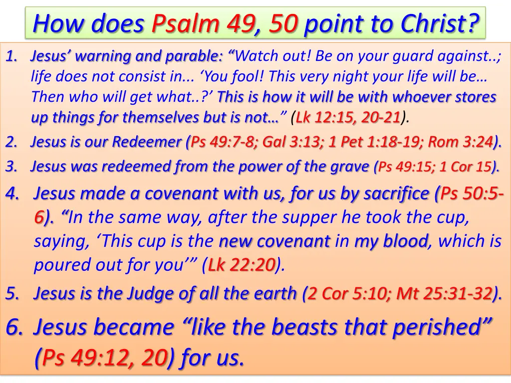 how does psalm 49 50 point to christ