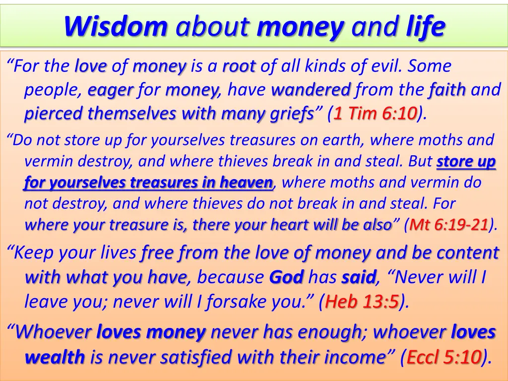 wisdom about money and life