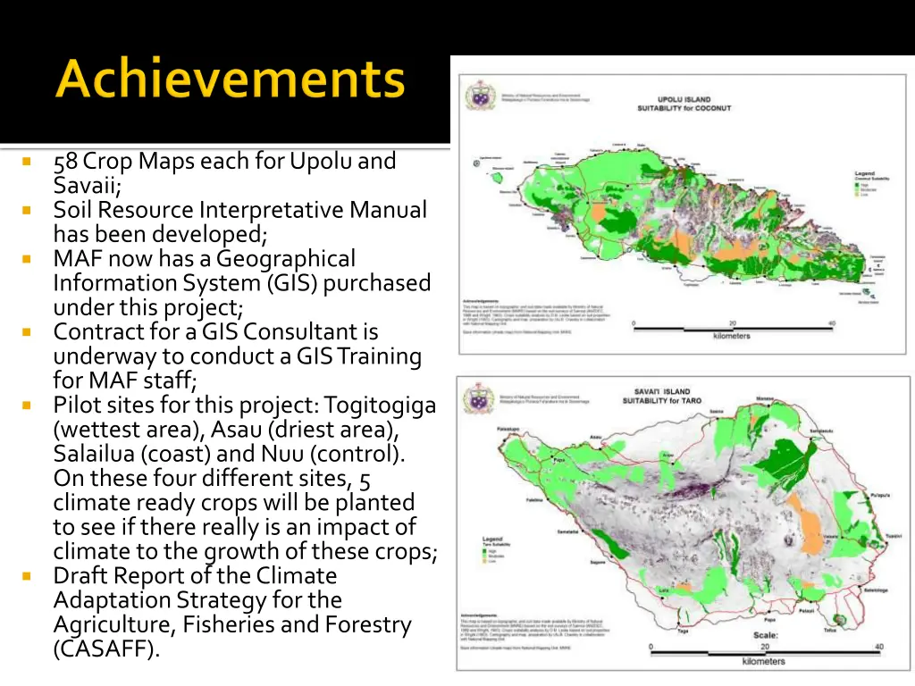 58 crop maps each for upolu and savaii soil