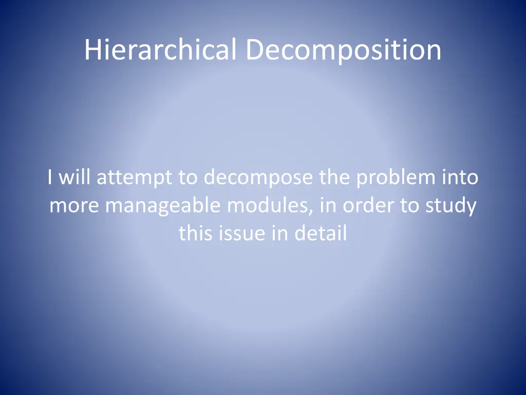 hierarchical decomposition