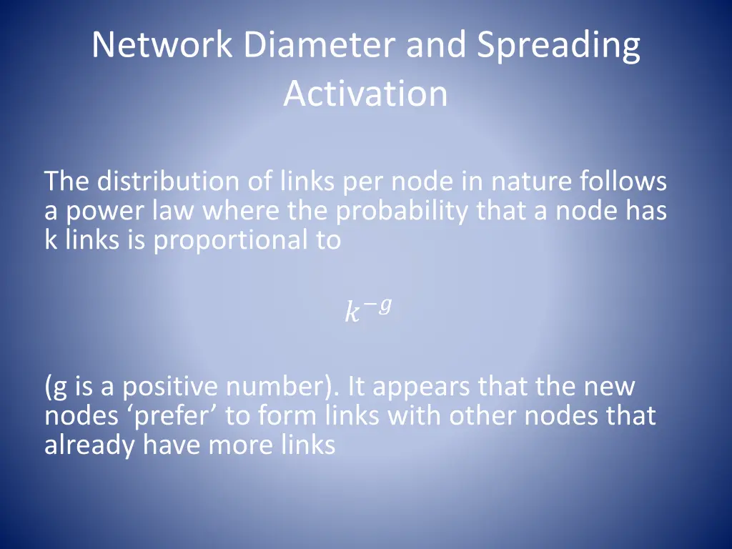 network diameter and spreading activation 2