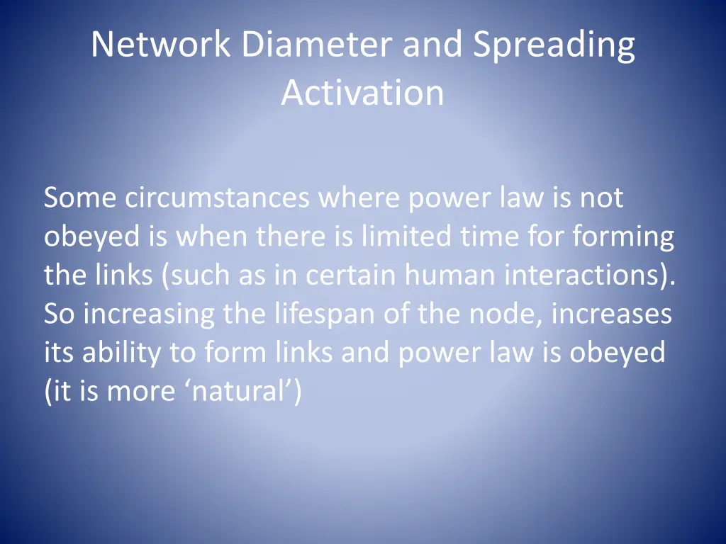 network diameter and spreading activation 3