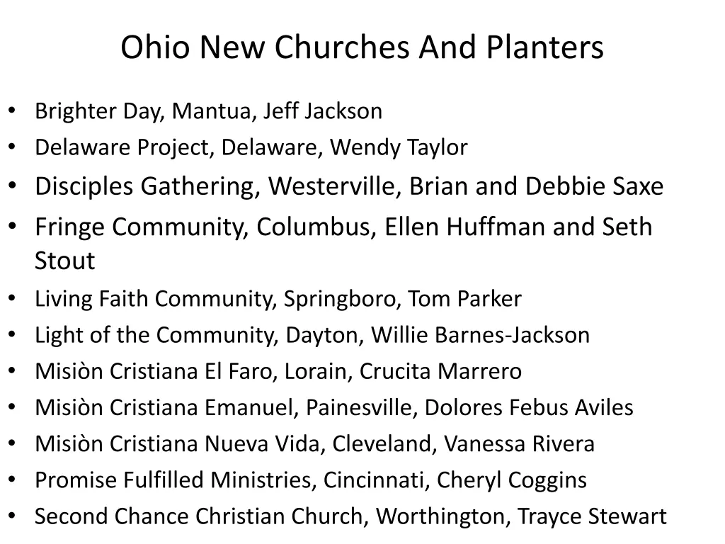ohio new churches and planters