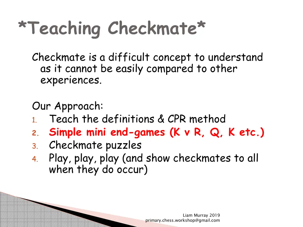 teaching checkmate 1
