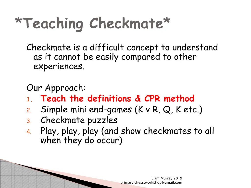 teaching checkmate