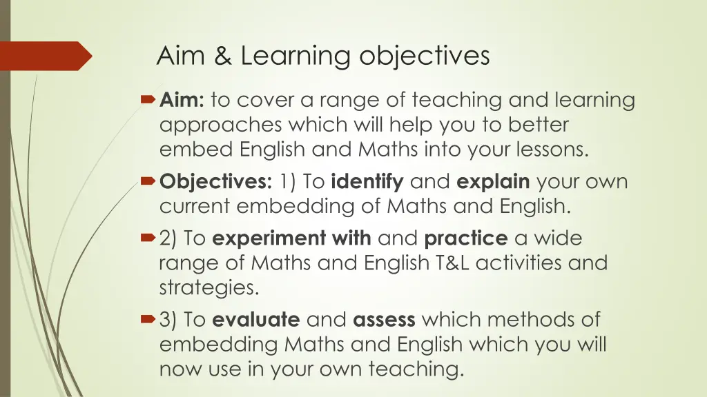 aim learning objectives 1