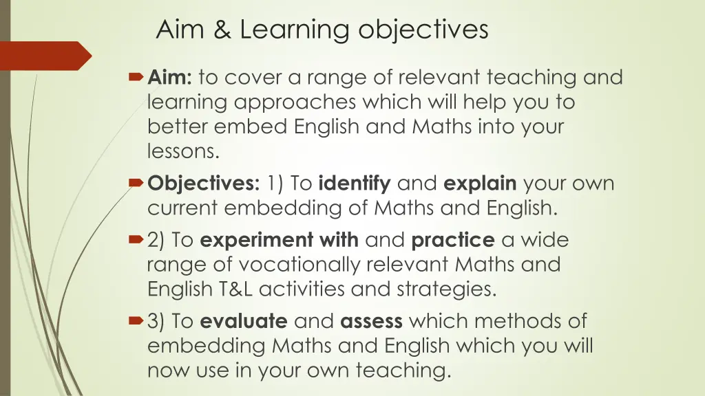 aim learning objectives